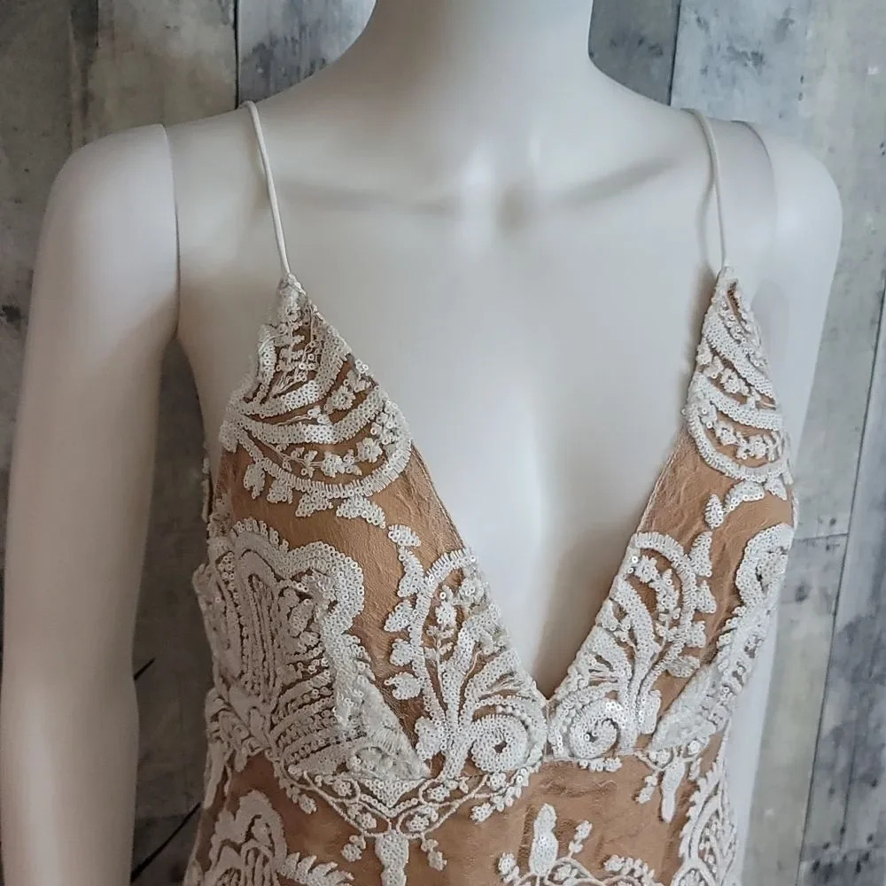 Free People Night Shimmer Minidress in Ivory - Picture 5 of 13